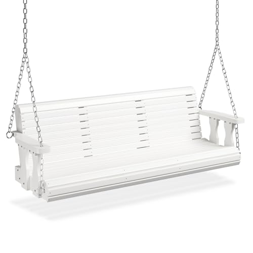 Image of VINGLI 2026 Upgraded 5 FT Wooden Porch Swing, 880 LBS Heavy Duty, White
