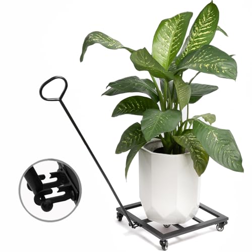 BOOXMIMI Heavy Duty Plant Trolley with Wheels 16 Inch Square Plant Stand for Indoor and Outdoor Use Supports Up to 80kg with Locking Wheels Ideal for Moving Pots and Garden Caddies Rolling Dolly Mover