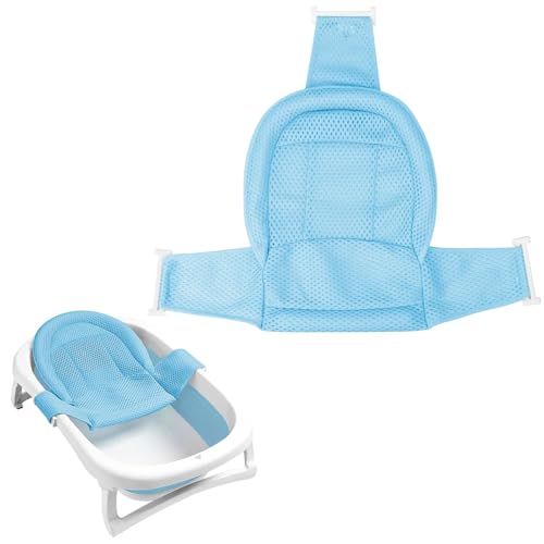 Image of Colorlife Baby Bath Seat Support Net Infant Bathing Seat Support Mat, Adjustable Comfortable Non-Slip Three-Pointed Baby Shower Net Bathtub Sit Up Mesh for Newborn 0-12 Months-Blue(No Bathtub)