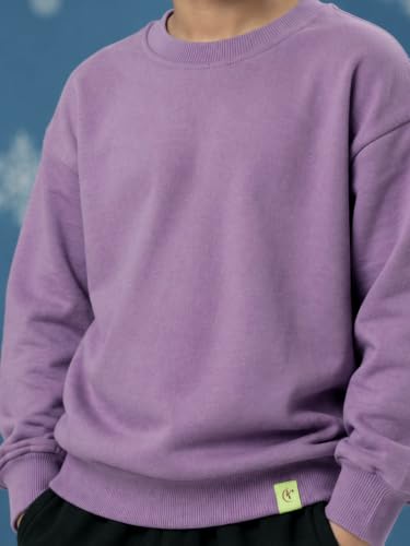 Image of KiddoPanti Boys Solid Round Neck Full Sleeve Fleece Sweatshirt | 60% Cotton 40% Polyester | Soft Warm Winter Pullover | Ribbed Cuffs & Hem | Casual Winter Sweatshirt for Kids