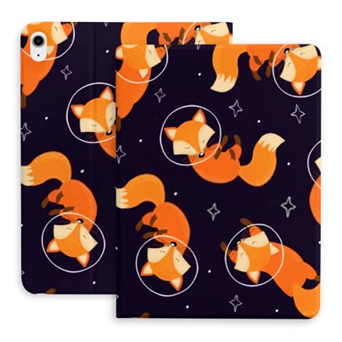 Case for Ipad Air 4th Generation Seamless Pattern Fox Space Vector Illustration Fit Ipad Air 4 Case (10.9-inch, 2022) fit Ipad Pro 11  2018 with Pencil Holder,Trifold Stand Smart Case with Soft TPU B