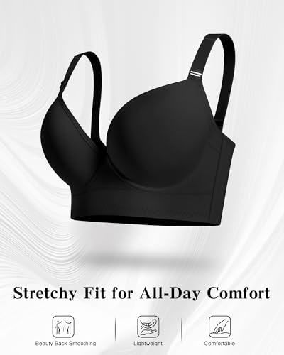 QDN Underwire Full Coverage Bra – Supportive, Comfortable Push Up Bra for Back Fat and Side Smoothing2