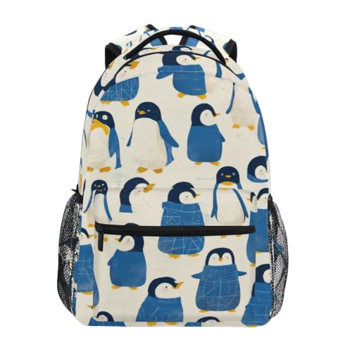 Sac à dos pingouin bleu élégant aux finitions soignées pour garçons et filles