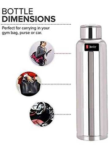 Image of Silvester Stainless Steel Water Bottle, Fridge Bottle,Steel Sports Bottle, Steel Bottle, Steel Gym,Office, Water Bottle for college /Fridge /Sports /Gym /Office-1000 ml (Silver)
