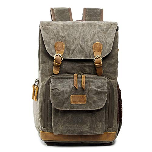 Borsa Reflex Zaino for fotocamera impermeabile Borsa for foto di grande capacità for in tela batik Custodia for obiettivo for Laptop da 15 pollici(Green)