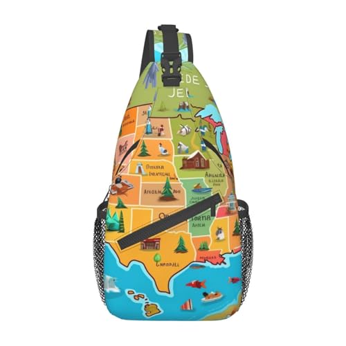 Sac de poitrine léger pour désencombrer vos poches avec style grâce au motif carte américaine