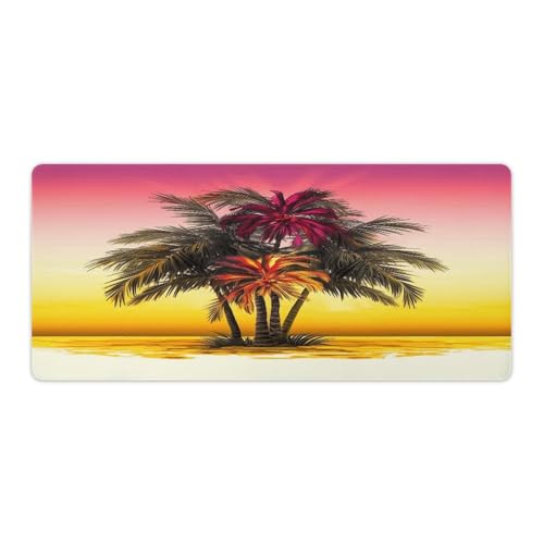 Sous-main de bureau motif palmier tropical, grand tapis de souris imperméable pour ordi