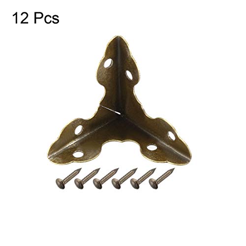 Image of uxcell Metal Box Corner Protectors Wooden Box Edge Guard Protector 20x20x20mm Bronze Tone 12pcs