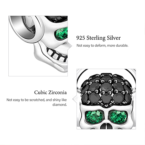 Image of GNOCE Skull Pendant Charm Silver Dangle Charms Bead fit Bracelet /Necklace Jewelry Gift for Women Men