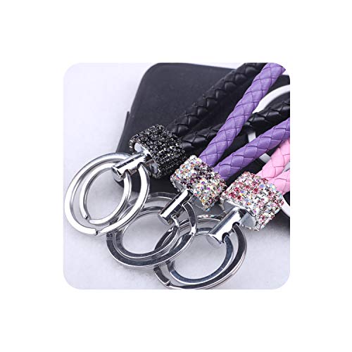 Double Loop Rhinestone Crystal Keychain Creative Key Chain Purse Messenger Bag Backpack Pendant,012-20,Silver