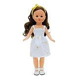 Zaptos piel FOLK Muñeca colección Sintra Original 40 cm. 100% Vinilo Vestido Tirantes Blanco Oro de diseño edición Especial Limitada. Fabricada en España