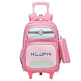 Mochila Escolar com Rodinhas LED, Kit com Estojo, 3 Compartimentos, carrinho mochila escolar infantil para meninos e meninas de 6 a 12 anos