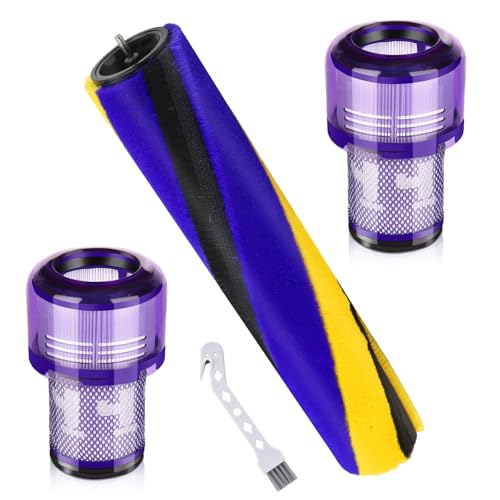 Image of V12 Soft Roller Brush Bar + 2 Pack HEPA Filters Compatible with V12 Detect Slim, Replacement Parts No. 971634-01, for Hard Floors & Carpets, Vacuum Cleaner Attachments