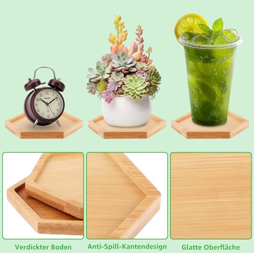 LOLYSIC 16 Stück Bambus Untersetzer, Mosaik Untersetzer Bastelset, Leere Bodenschalen Hexagon für Bastelarbeiten, Untersetzer für Pflanzen, Trinkbecher, Kerzen, DIY-Mosaikbedarf (12 × 10,5 cm)