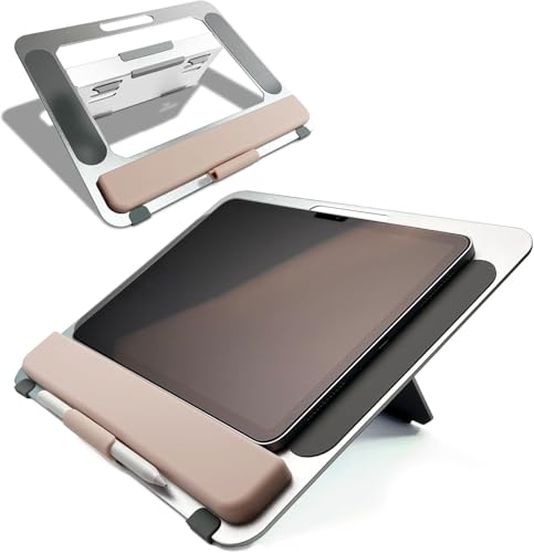 Tovvthix Aluminum Tablet Stand for iPad Air Pro Samsung Galaxy Tab and More 9.7/10.2/10.9/11/13inch,Adjustable Portable Mountwith Wrist Rest & Pencil Holder,Drawing/Desk/Writing (Silver)