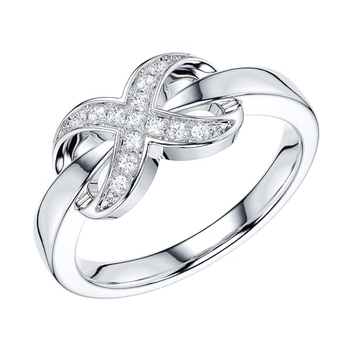 THELANDA Genuine Moissanite or Simulated Diamond Tapered Shank X Shape Infinity Promise Engagement Ring For Women2