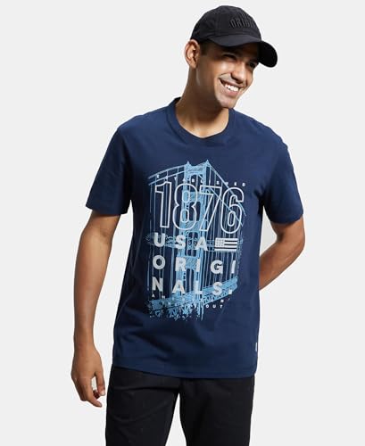 Image of Jockey US81 Men Super Combed Cotton Rich Graphic Printed Round Neck Half Sleeve T-Shirt