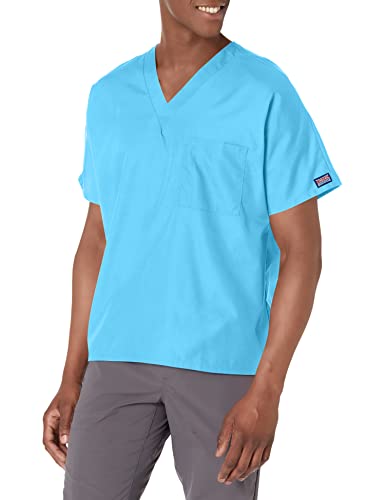 Image of Cherokee Scrubs for Women and Men Unisex V-Neck Tunic Nursing Scrub Top with Chest Pocket, Tuckable Durable Fabric - 4777 | 1 Chest Pocket For Essentials, Traditional Fit, Durable Construction, Comfortable Knit Details, Easy Care, Tuckable Style