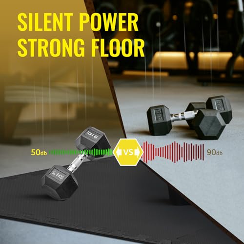 Hulkfit 6-Tile Puzzle Exercise Mat with EVA Foam Mat Interlocking Floor Tiles for Home Gym Mats Flooring for Garage Floor Padding Exercise Equipment Mats 24 in x 24 in x ½ in, 24 SQ FT, Black