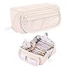 Diyxisk Large Capacity Pencil Case with 9 Compartments for Boys Girlscute Pencil Cases Multifunctional Pen Bag School Pencilcase Portable Pencil Case for School Office Supplies (Beige)