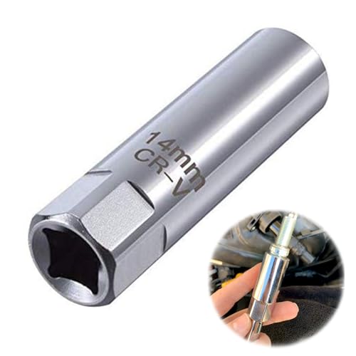 TYVOM 14mm Spark Plug Socket, 3/8 Inch Drive Spark Plug Socket Set 12 Point Thin Wall Spark Plug Removal Tool for Car Small Engines Various Mini Motorcycle Accessories