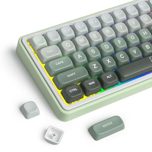 Image of Guffercty kred MOA Profile Keycaps Set 132 PCS, PBT Keycaps Compatible with Cherry MX Switch 60% 65% 75% 100% Mechanical Keyboards for Gaming & Office (MOA-Gradient Green)