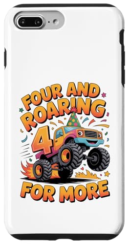 Four and Roaring for More Funny 4th Birthday�g���b�N �X�}�z�P�[�X iPhone 7 Plus/8 Plus �p