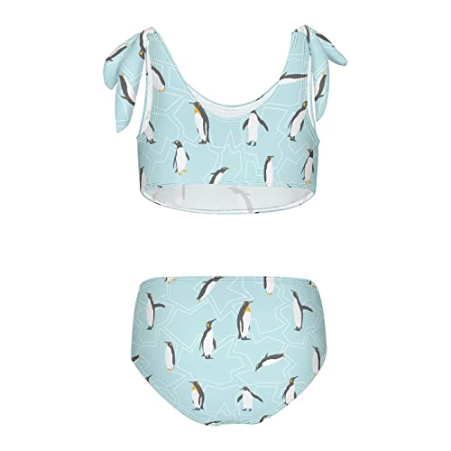 Image of Horse Pattern On Blue Girls Bikini Sets 2 Piece Swimsuits Bathing Suit Swimwear