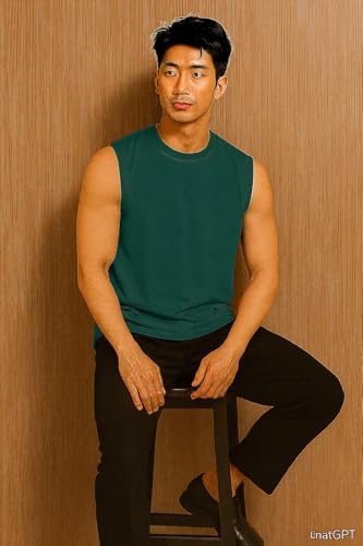 Image of JUGULAR Tank Tops Sleeveless T-Shirt for Men Gym Wear Vest Solid Stylish Round Neck Running for Sports Workout Fitness & Casual or Beach Wear