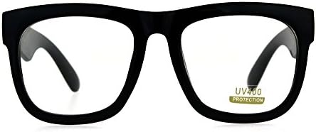 PASTL Black Oversized Square Glasses Thick Horn Rim Clear Lens Frame
