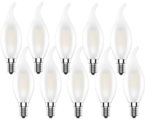 Zcexhph Ampoule Flamme E14,4W Ampoule LED,Blanc Chaud 2700K Ampoule Bougie LED,Non Dimmable,C35 Forme de Bougie 400LM,Mat,pour Eclairage Décoratif,10 Pièces
