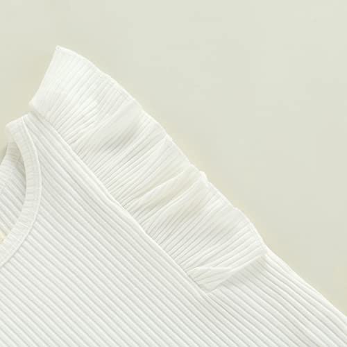 Toddler Infant Baby Girl Fashion Skirt Outfits Knitted T-Shirt Tops Button Mini Skirts Set 2Pcs Spring Summer Clothes (Heart+White, 3-4 Years) #TOP2