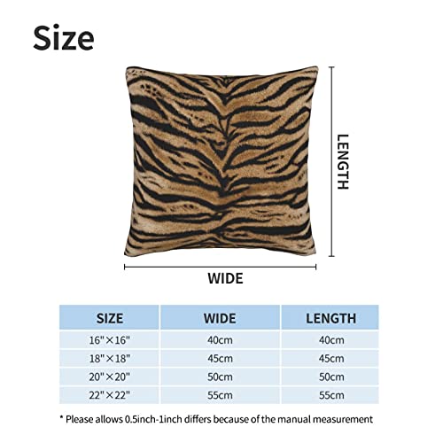 Perinsto Tiger Texture Print Throw Pillow Covers Set Of 2 Animal Skin Pattern Decorative Pillowcases Soft Cushion Covers For Sofa Couch Bed Home Decor, 18"X18" #TOP3