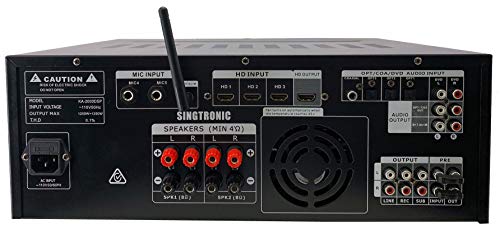SINGTRONIC KA-2000DSP Professional DJ/KJ 2500W Digital Mixing Amplifier with HDMI, Bluetooth Function Send and Receive from Any Smart Devices, USB Recording, Built in 3 Optical Input