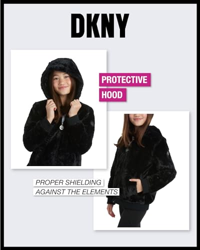 Dkny Girls' Winter Jacket - Full Zip Up Faux Fur Sherpa Girl'S Bomber Jacket thumb #3