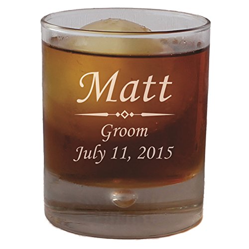 Personalized Round Rocks Glass Tumbler - Wedding Party Groomsmen Father's Day Gifts - Custom Engraved Monogram Drinkware Glassware Barware Etched For Free #TOP3