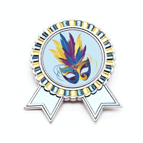 Broche tête de plume bleue Happy Carnival of Venice métal taille M bijoux