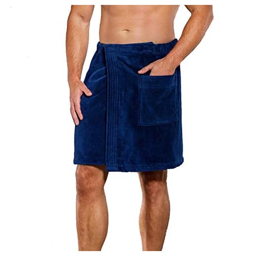 anatolian Men’s Adjustable Wrap Around Body Towel for Bath Gym Spa/Cotton – Made in Turkey (Navy Blue)
