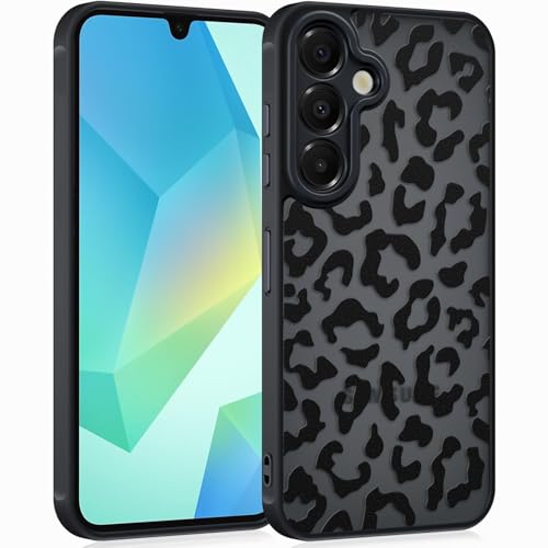 Cover per Samsung Galalxy A16 5G, Custodia Traslucida Opaca Posteriore con Aesthetic Disegno Leopardata, Sottile Antiurto PC + TPU Bumper Protettiva Case, Nero
