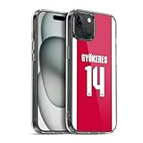 Head Case Designs Officially Licensed Arsenal FC Viktor Gyökeres 2025/26 Players Home Kit 1st Group Gel Case [Military Grade Protection] Compatible with Apple iPhone 15 Plus