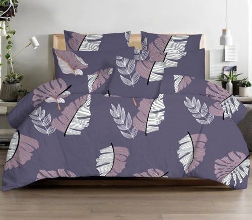 Image of Jashan 210 TC Glace Cotton Soft Fabric Elegent Beautiful Design Queen Size 90x90 inches Bedsheet Lightweight & Durable 1 Bed Sheet with 2 Pillowcase 17x27 inches 3 Pc Bedding Set - Purple Patta