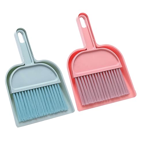 GLEAVI 2 Set Mini Dustpan and Broom Set Portable Cleaning Tools for Desktop Car and Pet Hair Cute Design Easy to Use for All Ages