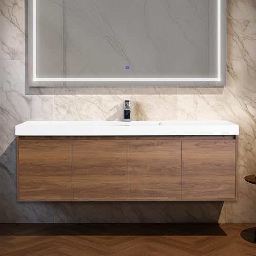 Blossom 60 Inch Bathroom Vanity with Sink, Wall Mounted Floating
