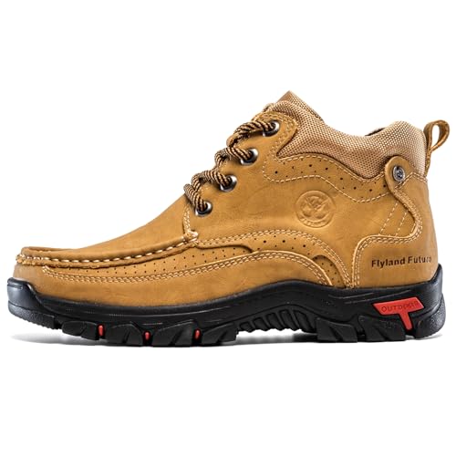 FLYLAND Men's Casual Boots Vintage Leather Ankle Dress Boot Chukka Boots Mid Top Non-Slip Driving Walking Shoes - Image 4