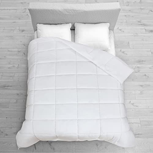 Image of ROYALE Queen Comforter - All Season Down Alternative Bedding Comforters - Lightweight Quilted Comforter with Corner Tabs - Ultra Soft Luxury Hotel Comforters - Box Stitched Duvet Insert (Queen, White)