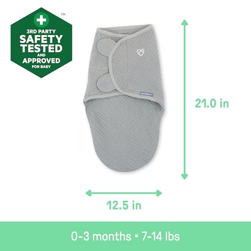 Image of SwaddleMe by Ingenuity Muslin Original Swaddle, 100% Cotton, Size Small /Medium, for Ages 0-3 Months, 7-14 Pounds, Up to 26 Inches Long, 1.5 TOG - Cream