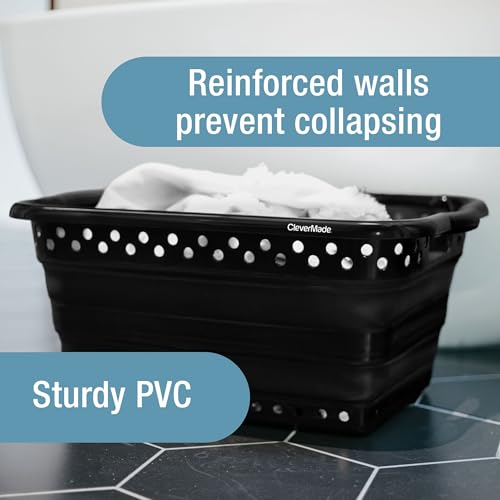 CleverMade Collapsible Laundry Basket, 39L/9 Gallon, Foldable Storage Container, Black - Image 3