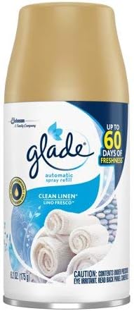 Miniatura 3 de Glade Recambio automático de spray de lino limpio, cabe en el soporte para hasta 60 días de frescura, 6.2 onzas, paquete de 2, total de 4