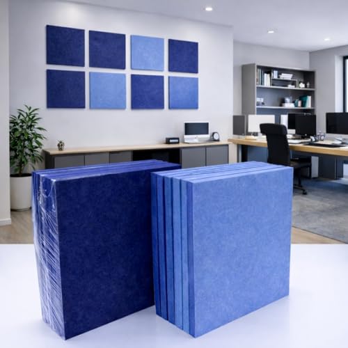 Image of MMT Acoustix Premium Felt Acoustic Panels for Offices, Bedrooms & Studios | Sustainable PET Felt Panels for Echo Reduction & Sound Absorption | 1x1 Ft, 9mm Thick | Arctic Blue- Pack of 16