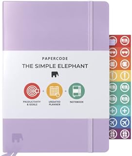Papercode Daily Planner and Diary 2022-2023 - Undated Day Planner and Appointment Diary w/ Gratitude Stickers - Leatherette Weekly Journal, Academic Study Planner - Lilac